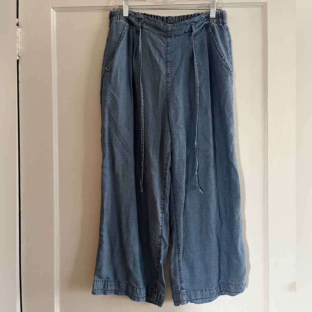 American Eagle Outfitters Wide Leg Drawstring Pants - Denim Blue